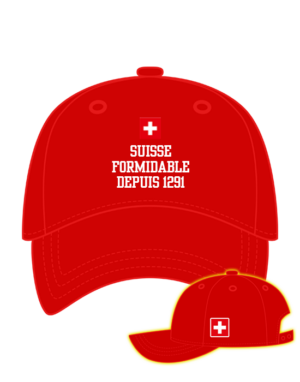 Cap <br><b>CH <br>SUISSE <br>FORMIDABLE <br>DEPUIS 1291 </b><br>Seitendruck <br>CH weisser Rand